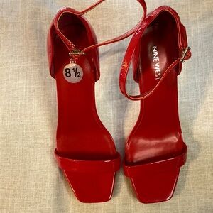 Nine West Women's Red  Wedged High Heels Size 8 1/2 .